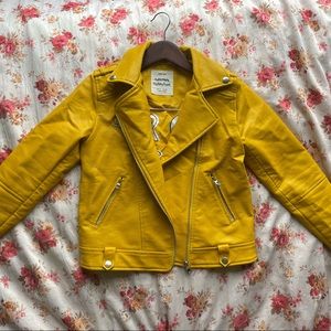 Zara Girls Faux Leather Yellow Jacket